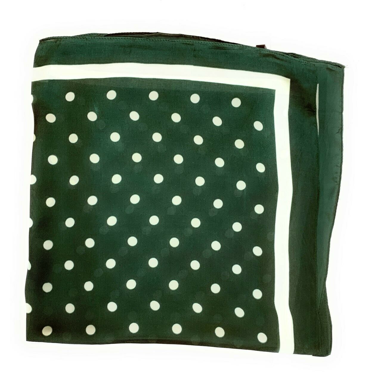 Big Square Ladies Womans Faux Silk Head Neck Thin Scarf Bag Charm - 70cm x 70cm [Emerald Green Polka Dots]