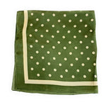 Big Square Ladies Womans Faux Silk Head Neck Thin Scarf Bag Charm - 70cm x 70cm [Olive Green Polka Dots]