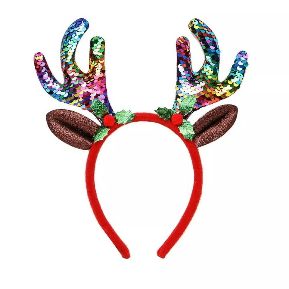 Reindeer Antler Headband Padded Sequin  Rainbow shop online UK Rudolph costume