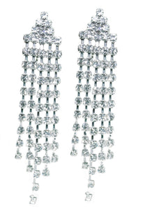Crystal Tassel Triangle Silver Dangle Diamante Clip On Earrings CZ Childrens kids girls clipon ladies caprilite UK Online Shop