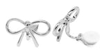 Silver Tone Copper Bow Stud Clip-On Earrings Ladies and Girls Caprilite UK Online Shop Clipon