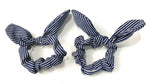 Pair of Navy White Stripes Print Elastic Hair Scrunchie Elastic Band School Bows
