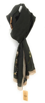 90x180cm Large Dark Green Flowers Ladies Womens Maxi Scarf Hijab Shawl Pashmina Faux Silk
