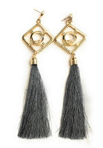 Grey Super Long Funky Tassel Chandelier Dangle Party Earrings - Pierced or Clip On