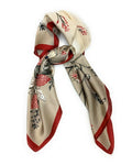 Big Square Ladies Womans Faux Silk Head Neck Thin Scarf Bag Charm - 70cm x 70cm[Burgundy Shell Floral]