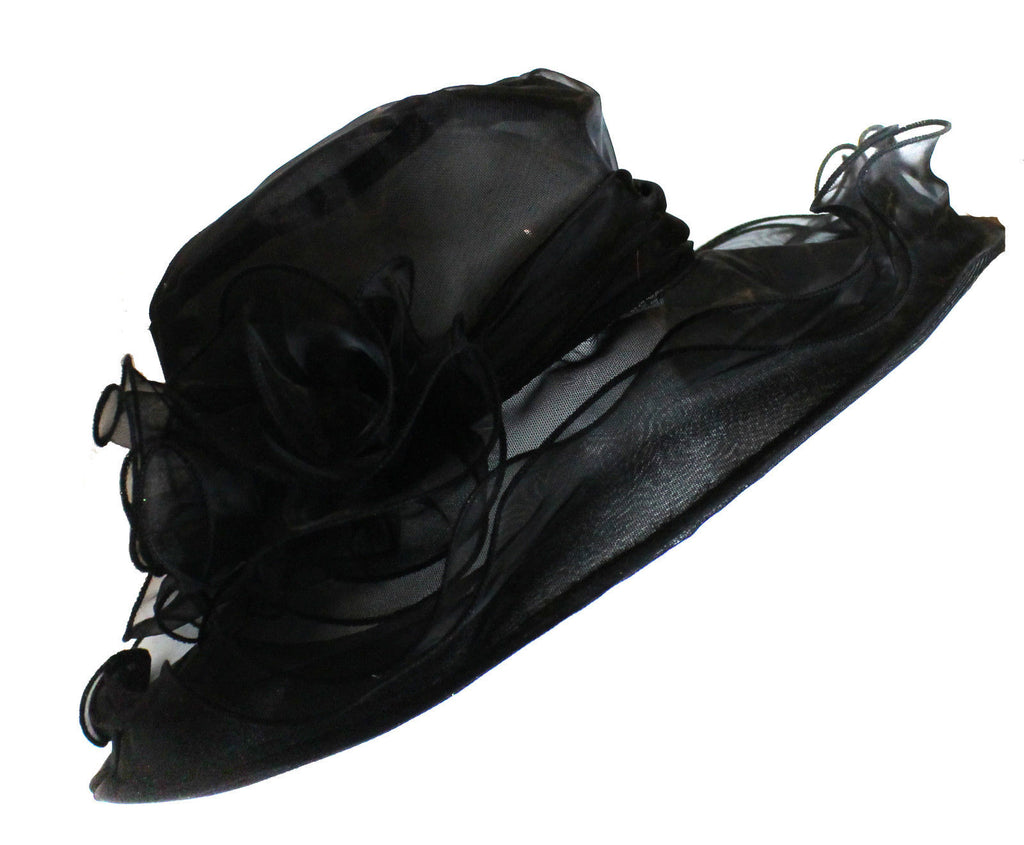 Black Large Organza Brin Hatinator Fascinator Hat