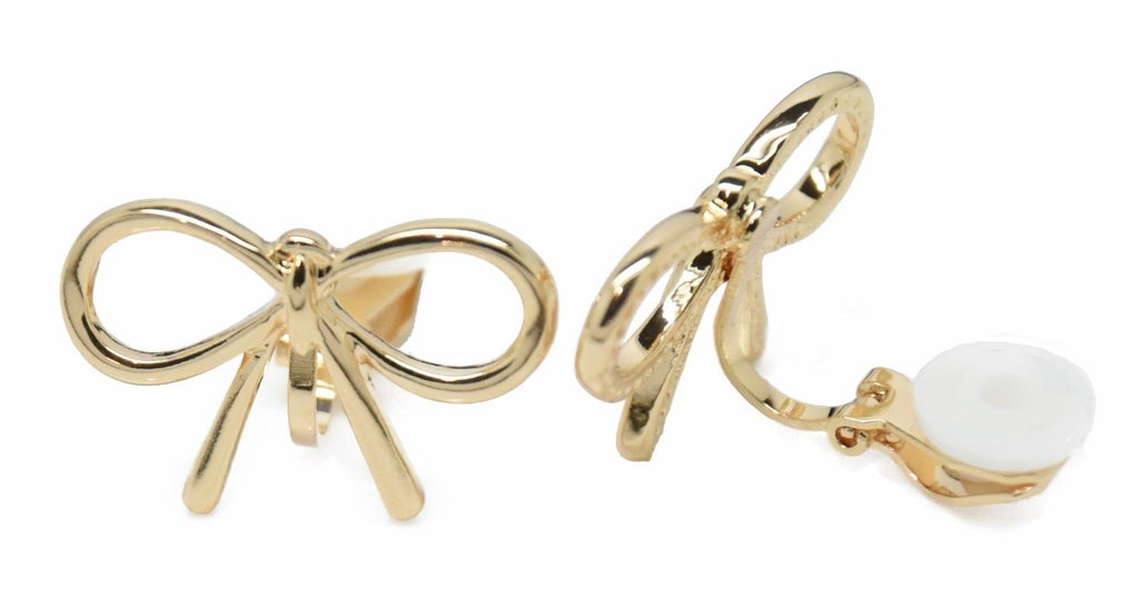 Gold Tone Copper Bow Stud Clip-On Earrings Ladies and Girls Caprilite UK Online Shop
