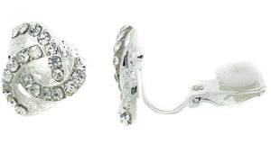 Knot Swirl Stud Clip on Earrings Crystal Women Ladies Clipon Silver Bridal Caprilite UK Online Store