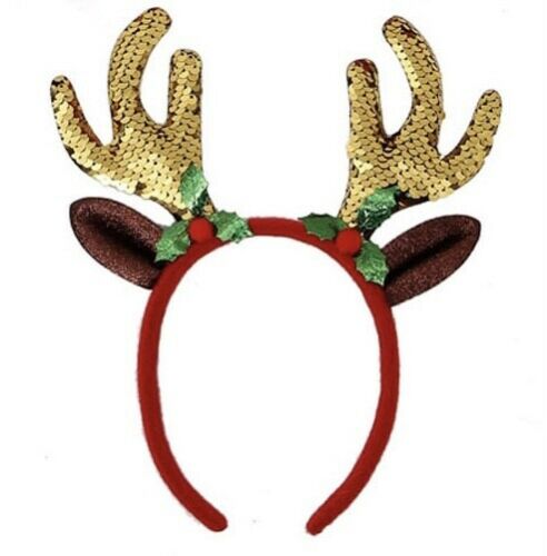 Reindeer Antler Headband Padded Sequin  Gold shop online UK Rudolph costume