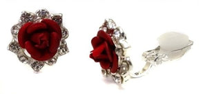 Silver Rose Crystal Clip On Earrings Stud Earrings Childrens Girls Womens Bridal children girls kids UK Online Shop