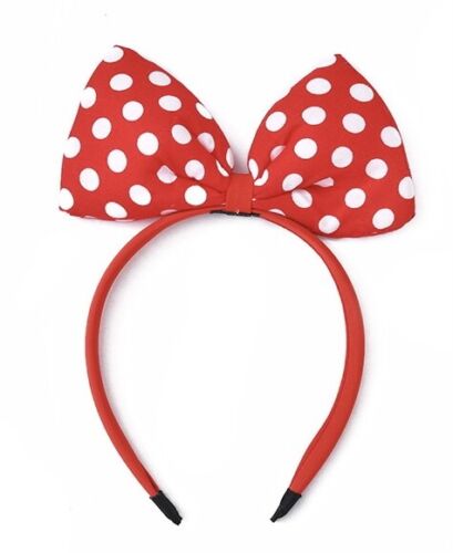 Super Cute Girls Ladies Large Bow Headband - Red White Polka Dot