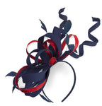 Caprilite Navy and Red Wedding Swirl Fascinator Headband Alice Band Ascot Races Loop Net