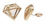 Gold Tone Diamand Shape Superwoman Diamante CLIP ON Earrings Studs
