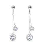 Crystal Drop Dangle Clip On Earrings Tassel Non Pierced Round Circle Silver