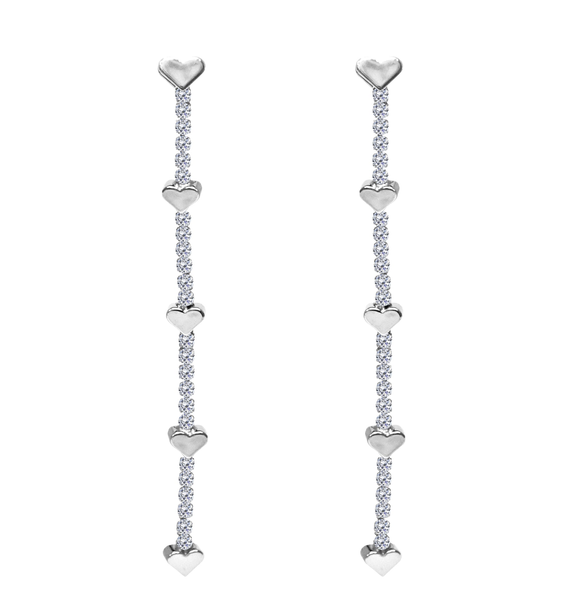 Boucles d'oreilles à Clip en forme de goutte de cristal, pompon, cœurs liquides non percés, argent