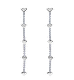 Boucles d'oreilles à Clip en forme de goutte de cristal, pompon, cœurs liquides non percés, argent