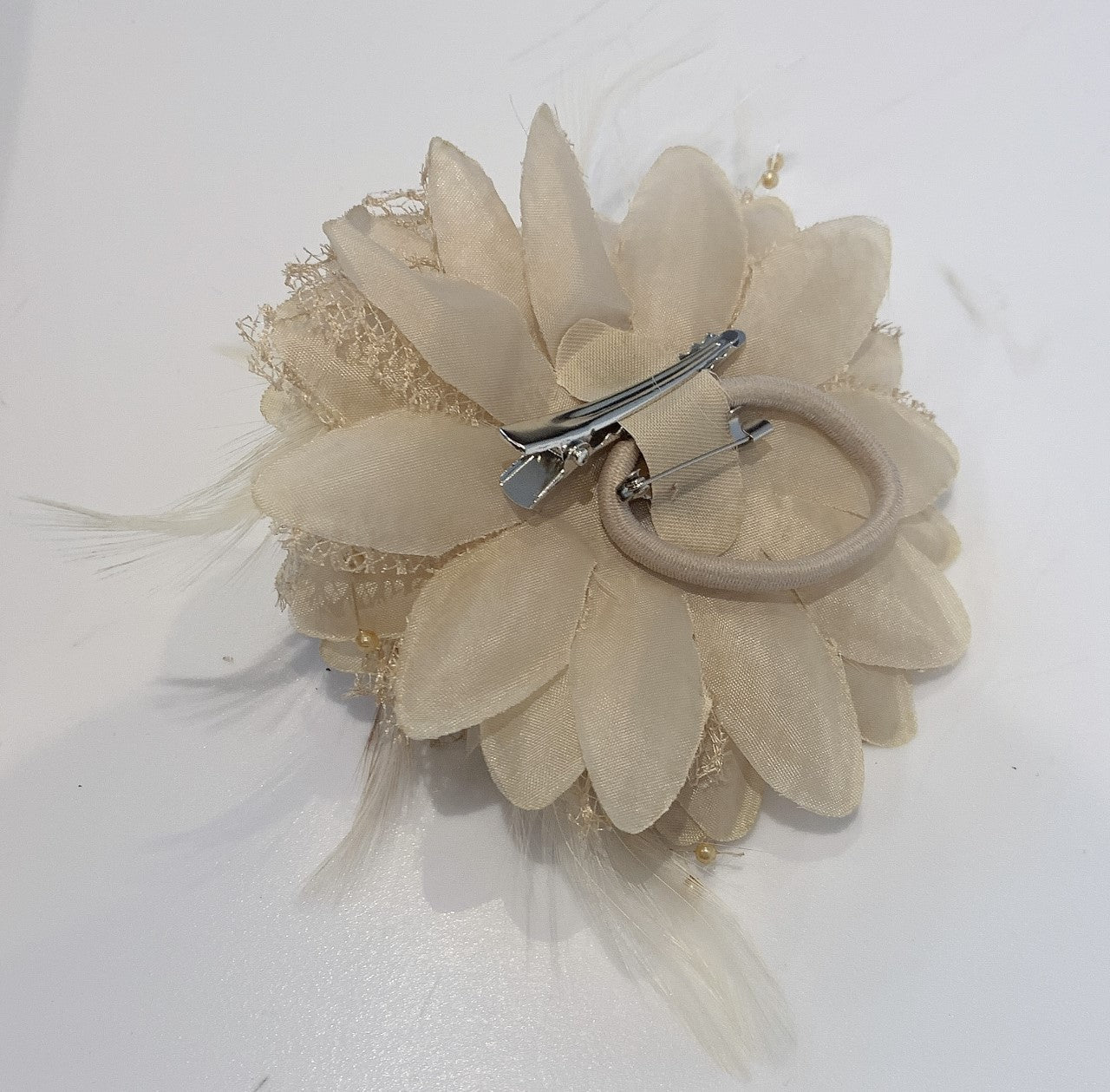Taupe Classic Flower Fascinator - Clip, Hairband Brooch Pin Corsage