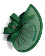 Caprilite Vegan Moon Hoop Fascinator Hat on Headband Wedding Ascot Races Bespoke Sinamay Disc - Emerald Green