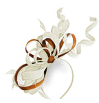 Caprilite Cream Ivory and Burnt Orange Wedding Swirl Fascinator Headband Alice Band Ascot Races Loop Net