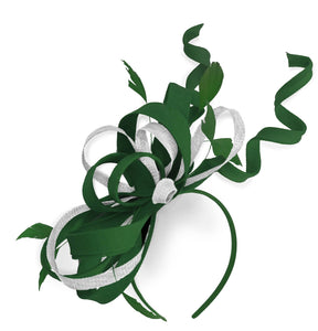 Caprilite Green and White Wedding Swirl Fascinator Headband Alice Band Ascot Races Loop Net