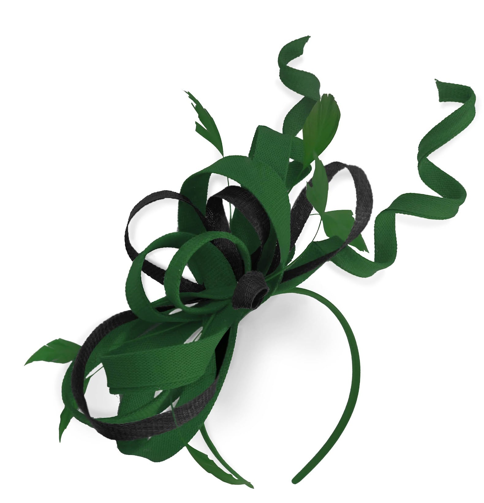 Caprilite Green and Black Wedding Swirl Fascinator Headband Alice Band Ascot Races Loop Net