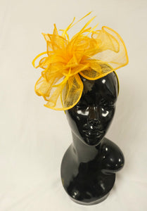 Bandeau jaune Fascinator Mariages Ascot Hatinator Races